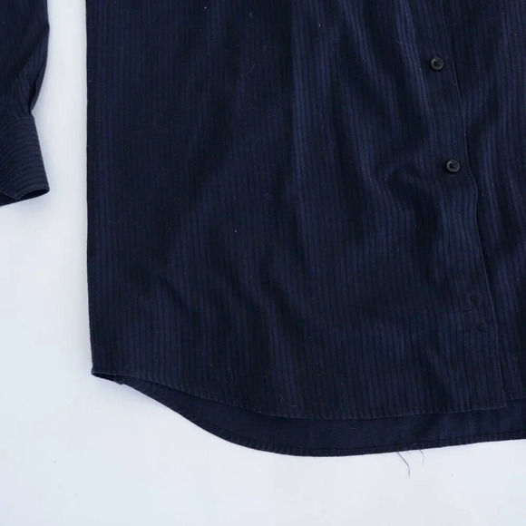 Balmain Paris Navy And Black Stripe Button Down Dress Shirt Size Large (16.5) - Picture 9 of 11